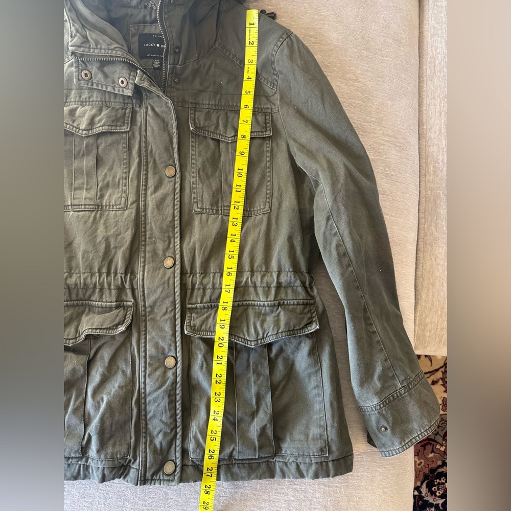 Lucky Brand Women’s Utility Jacket Olive Green Hooded Anorak Coat L - Picture 13 of 13